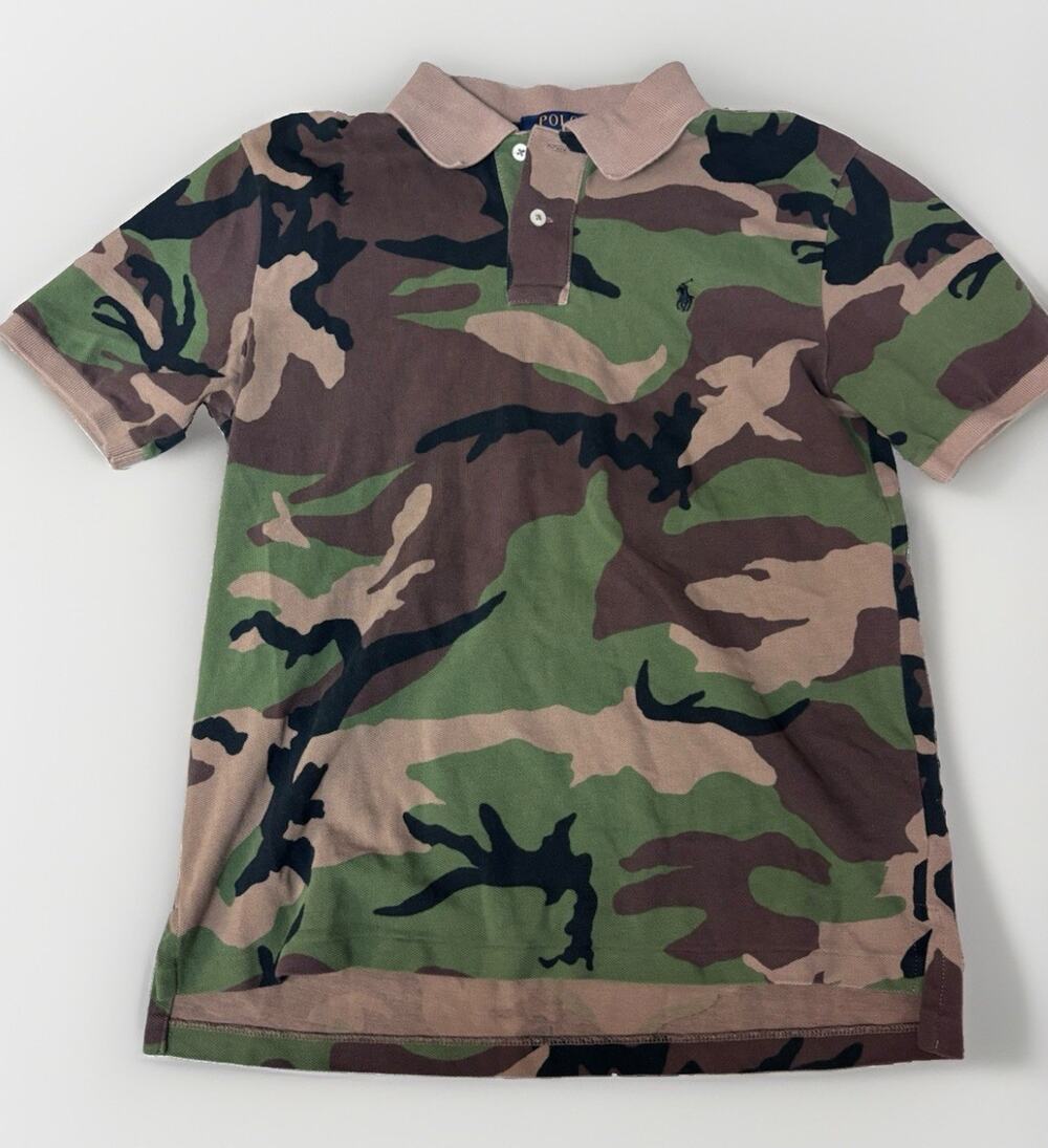 Polo Ralph Lauren Boys L 14-16 Camo Short Sleeve Polo Shirt Camouflage